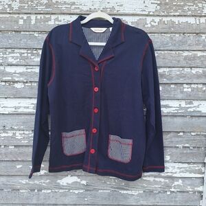 Bechamel Navy and White Striped Jacket Top Size Medium